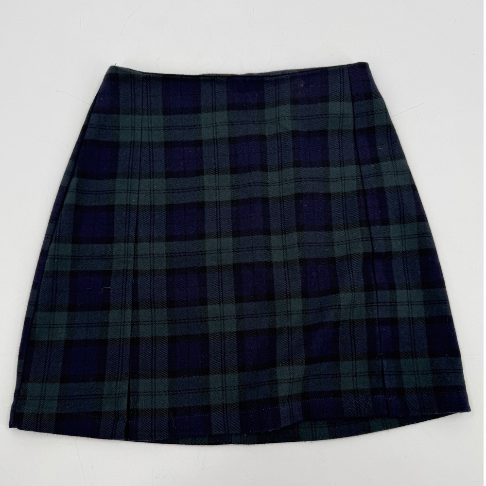 Brandy Melville Plaid Mini Skirt Green Blue Schoolgirl Grunge Size Small Y2K